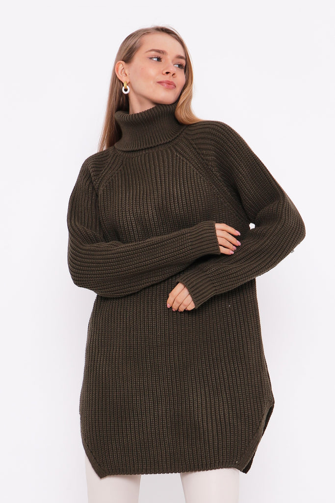 Grobstrick-Pullover mit Rollkragen TAMBA