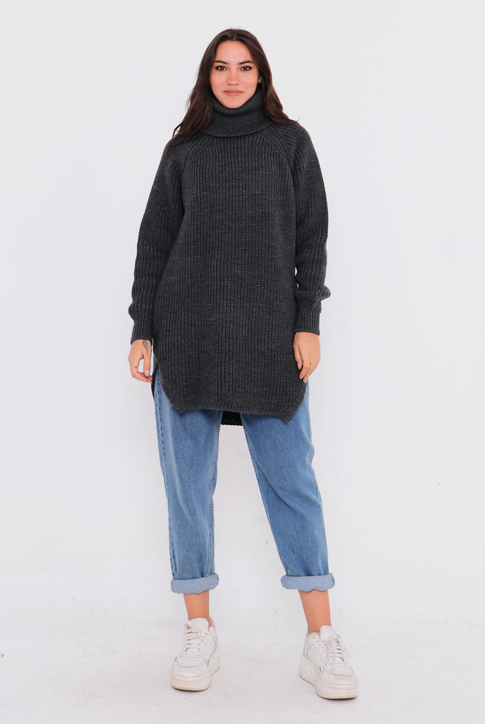 Grobstrick-Pullover mit Rollkragen TAMBA