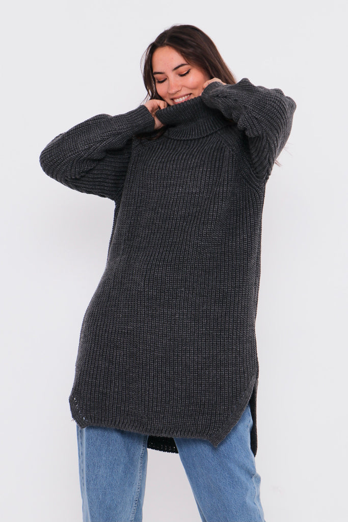 Grobstrick-Pullover mit Rollkragen TAMBA
