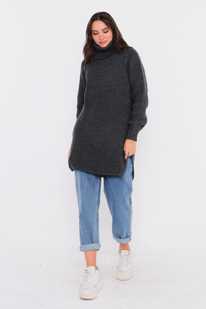 Grobstrick-Pullover mit Rollkragen TAMBA