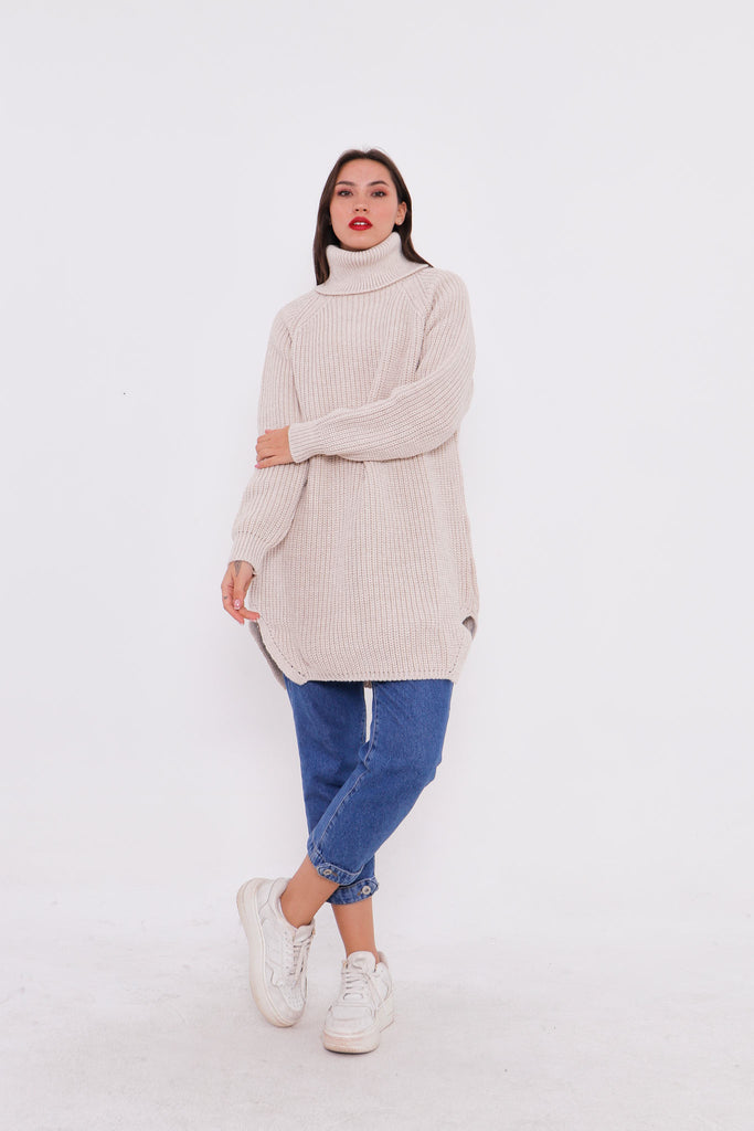 Grobstrick-Pullover mit Rollkragen TAMBA