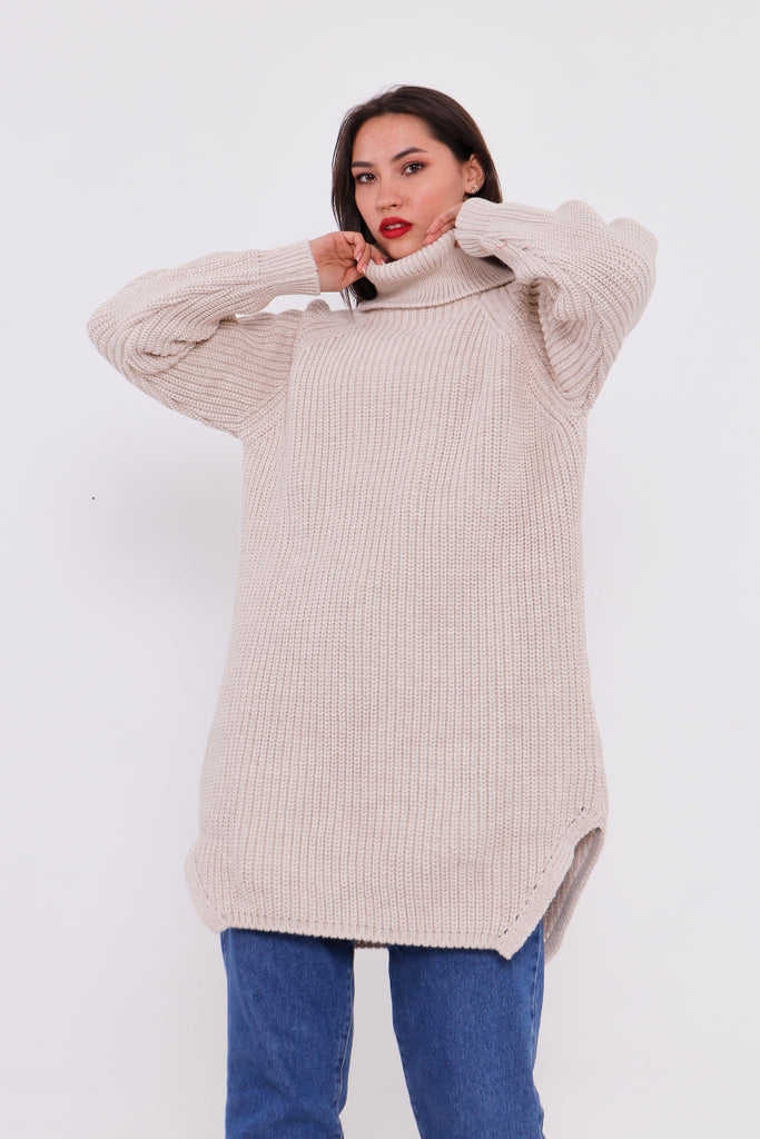 Grobstrick-Pullover mit Rollkragen TAMBA