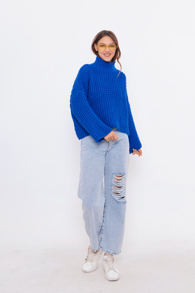 Grobstrick-Pullover mit Stehkragen TAMBA