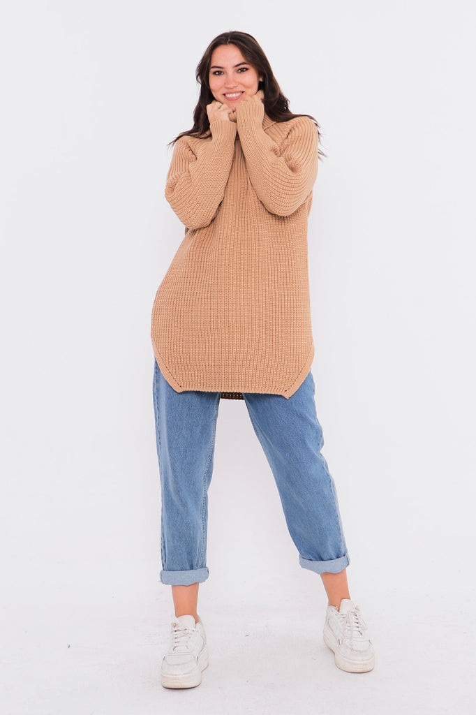 Grobstrick-Pullover mit Rollkragen TAMBA
