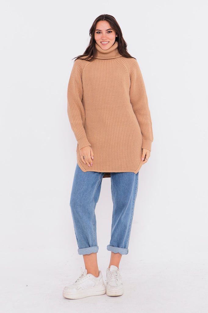 Grobstrick-Pullover mit Rollkragen TAMBA