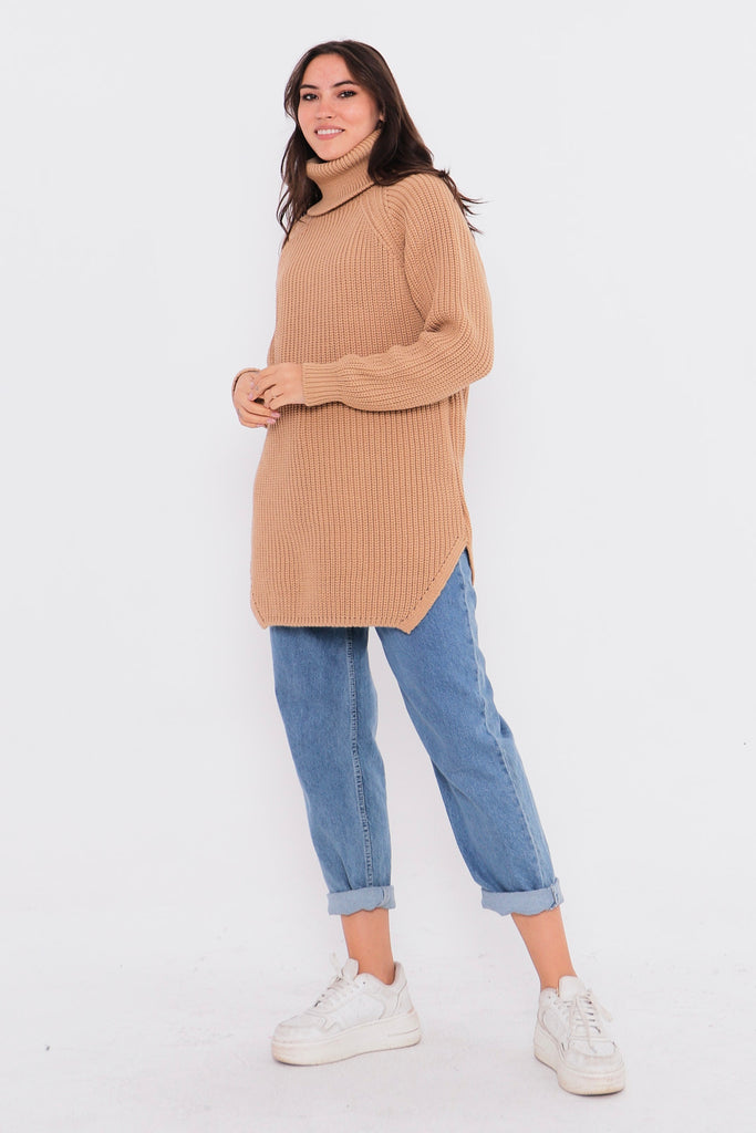Grobstrick-Pullover mit Rollkragen TAMBA