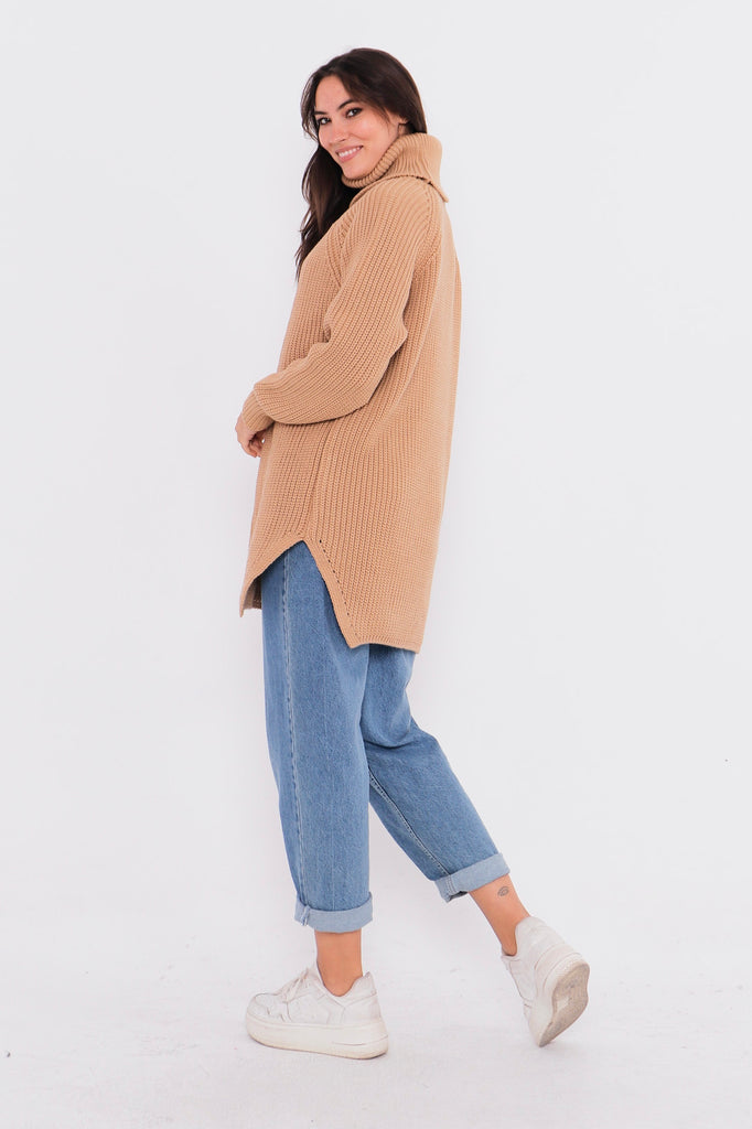 Grobstrick-Pullover mit Rollkragen TAMBA