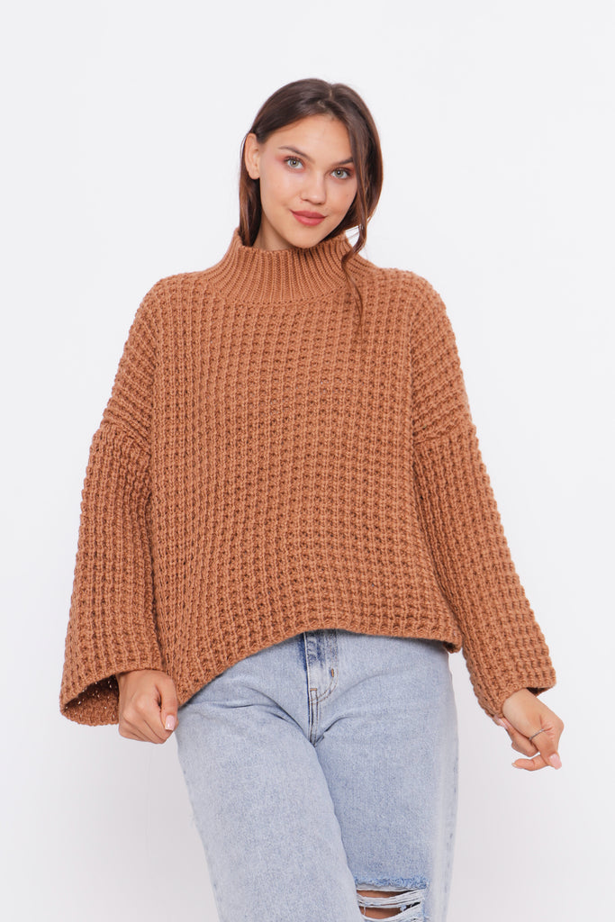 Grobstrick-Pullover mit Stehkragen TAMBA