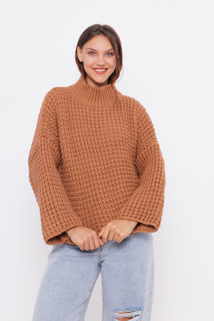 Grobstrick-Pullover mit Stehkragen TAMBA