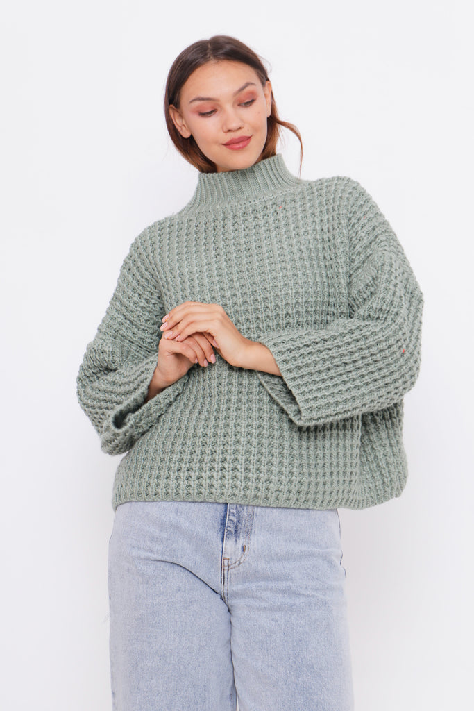 Grobstrick-Pullover mit Stehkragen TAMBA