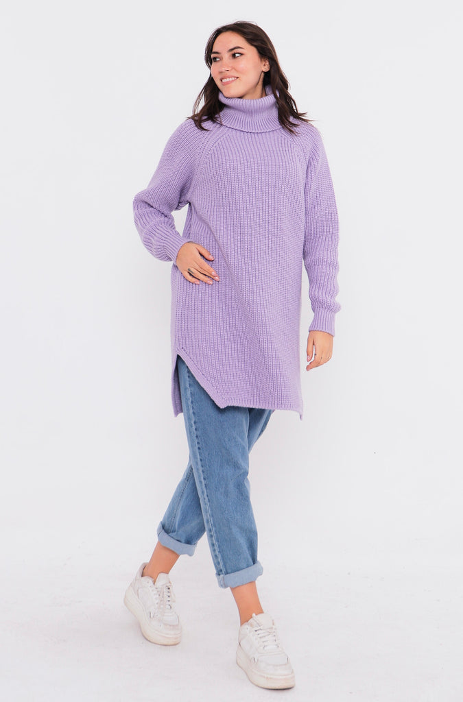 Grobstrick-Pullover mit Rollkragen TAMBA