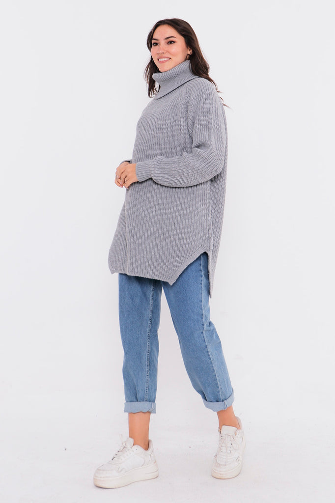 Grobstrick-Pullover mit Rollkragen TAMBA
