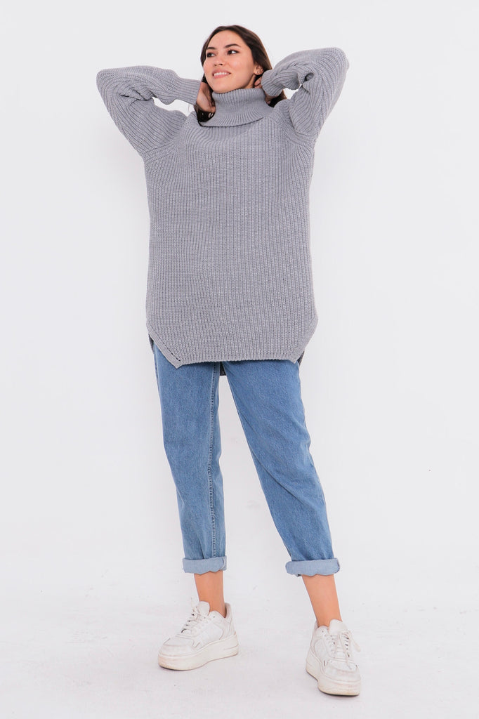Grobstrick-Pullover mit Rollkragen TAMBA