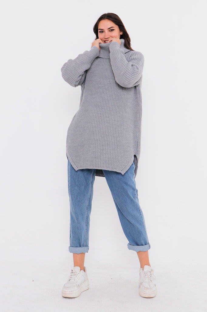 Grobstrick-Pullover mit Rollkragen TAMBA
