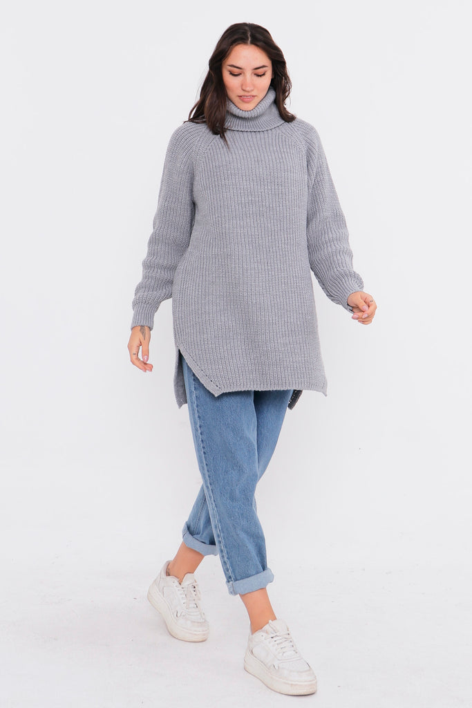 Grobstrick-Pullover mit Rollkragen TAMBA