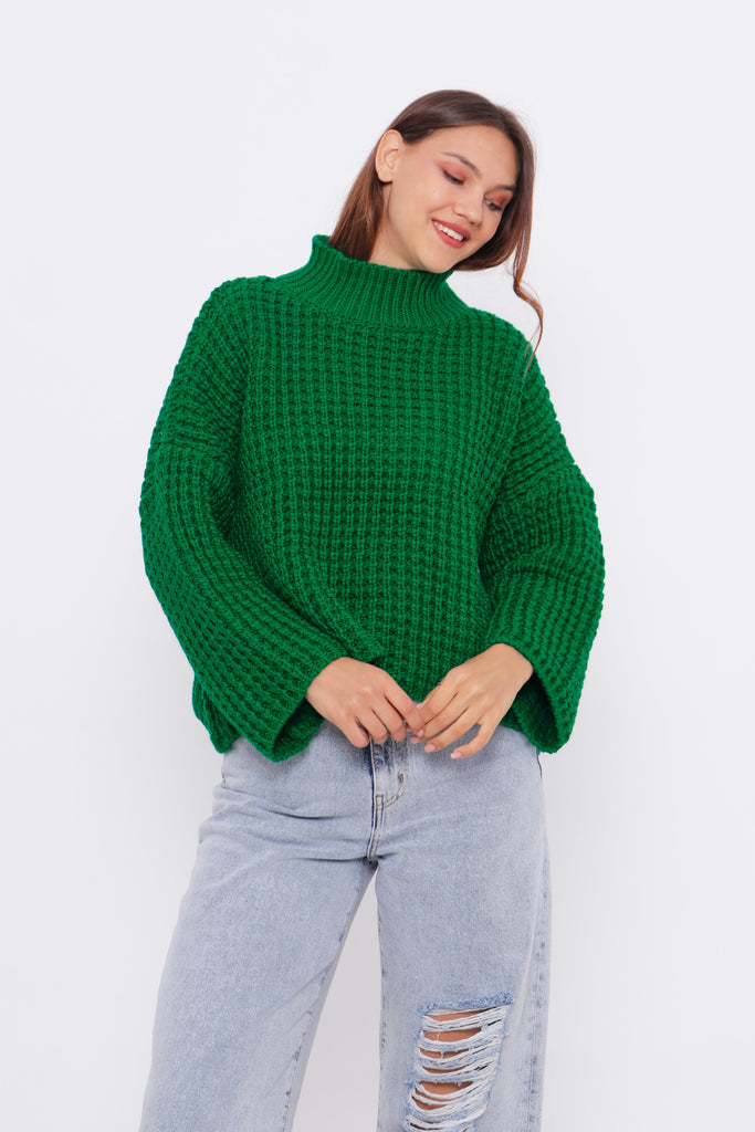 Grobstrick-Pullover mit Stehkragen TAMBA