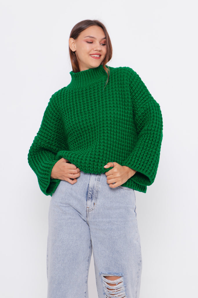 Grobstrick-Pullover mit Stehkragen TAMBA