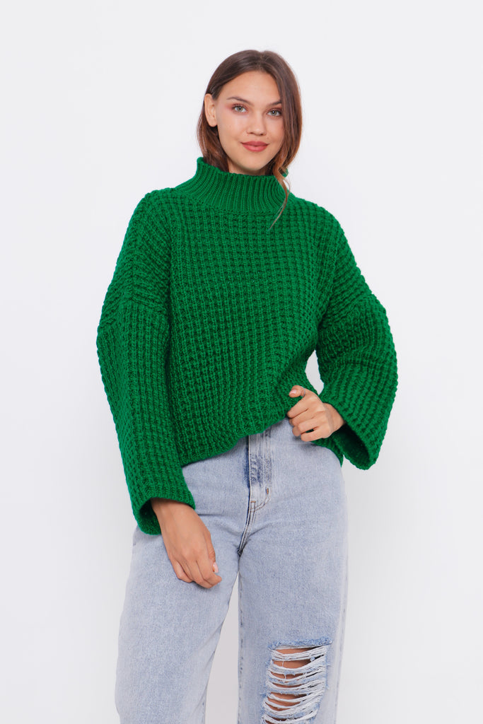 Grobstrick-Pullover mit Stehkragen TAMBA