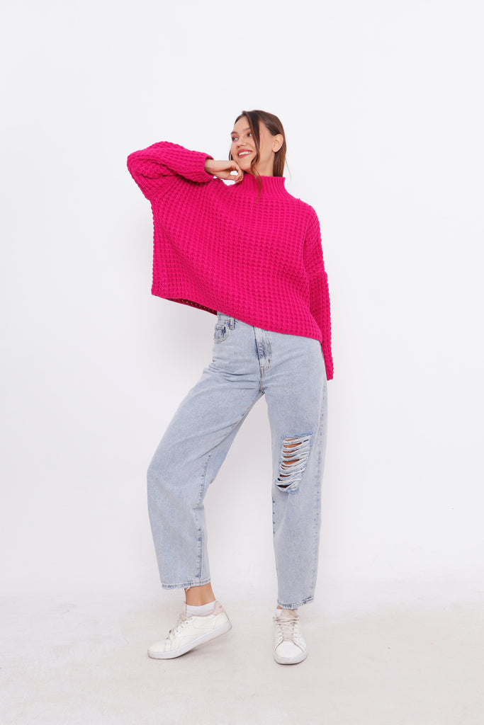 Grobstrick-Pullover mit Stehkragen TAMBA
