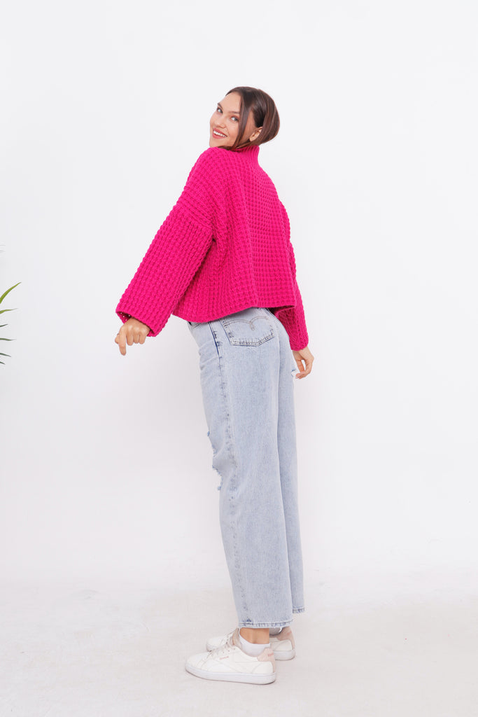 Grobstrick-Pullover mit Stehkragen TAMBA