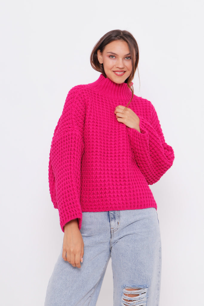 Grobstrick-Pullover mit Stehkragen TAMBA