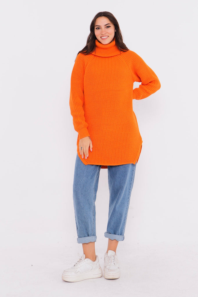 Grobstrick-Pullover mit Rollkragen TAMBA