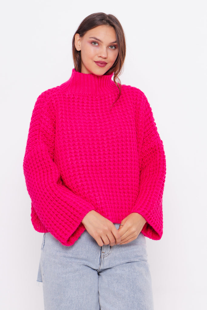 Grobstrick-Pullover mit Stehkragen TAMBA