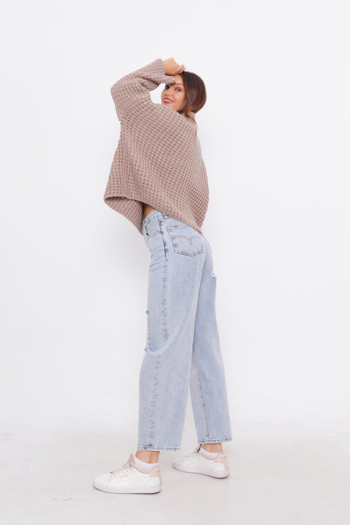 Grobstrick-Pullover mit Stehkragen TAMBA