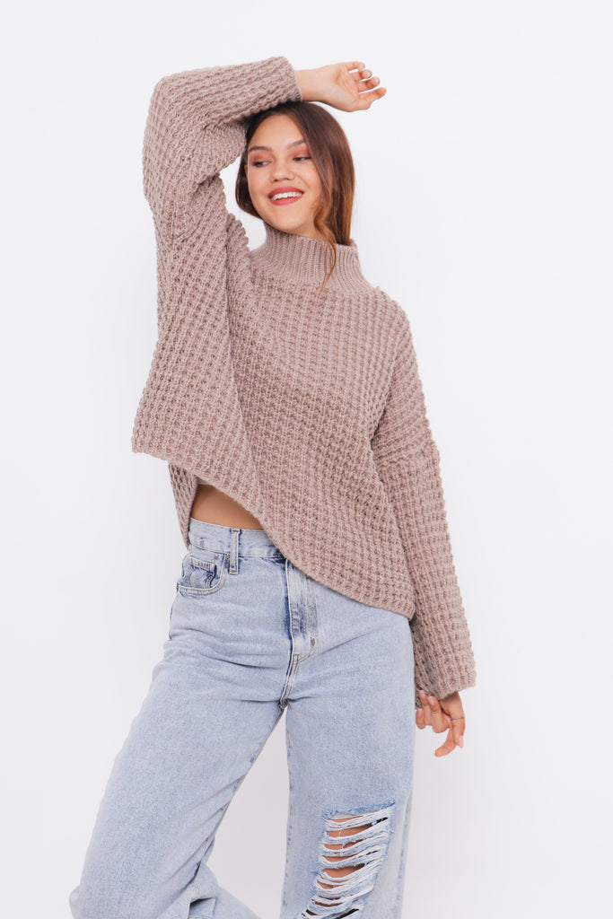 Grobstrick-Pullover mit Stehkragen TAMBA