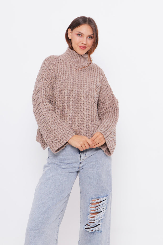Grobstrick-Pullover mit Stehkragen TAMBA
