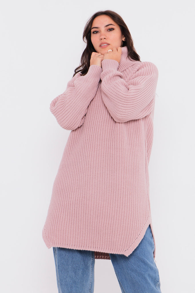 Grobstrick-Pullover mit Rollkragen TAMBA