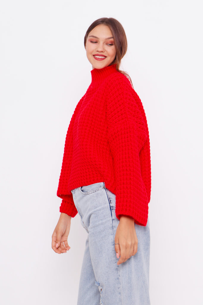 Grobstrick-Pullover mit Stehkragen TAMBA