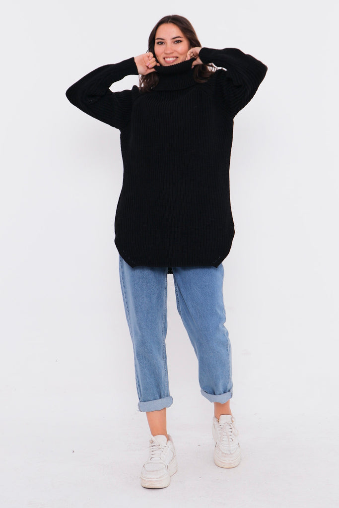 Grobstrick-Pullover mit Rollkragen TAMBA