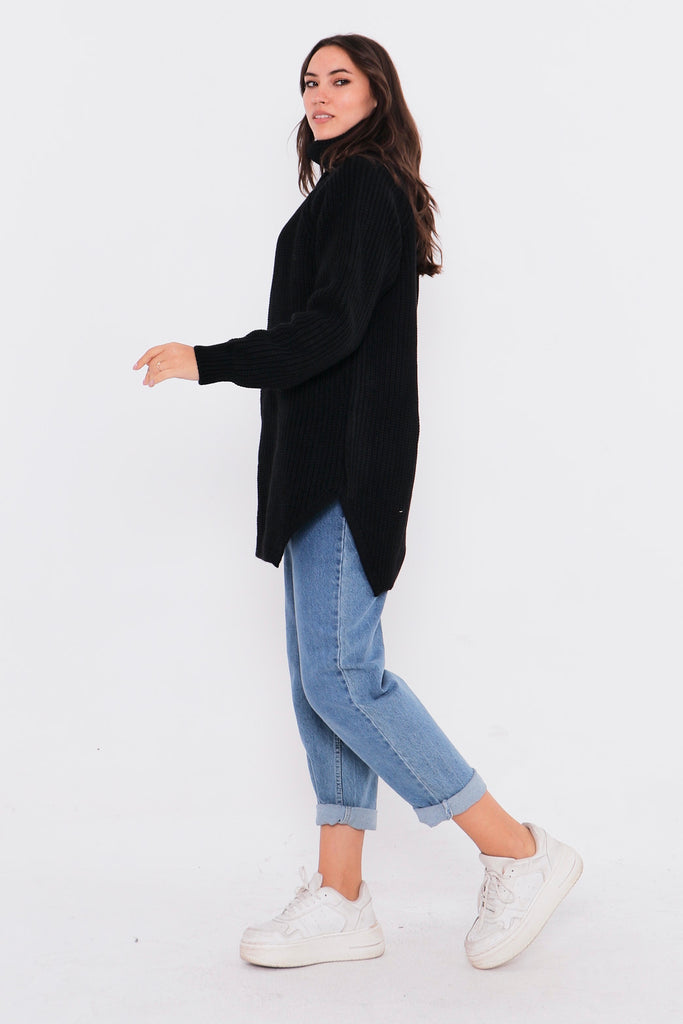 Grobstrick-Pullover mit Rollkragen TAMBA