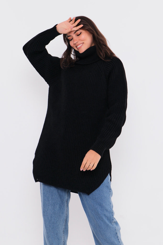 Grobstrick-Pullover mit Rollkragen TAMBA