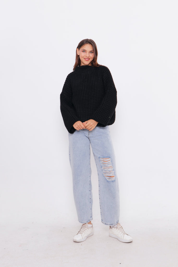 Grobstrick-Pullover mit Stehkragen TAMBA