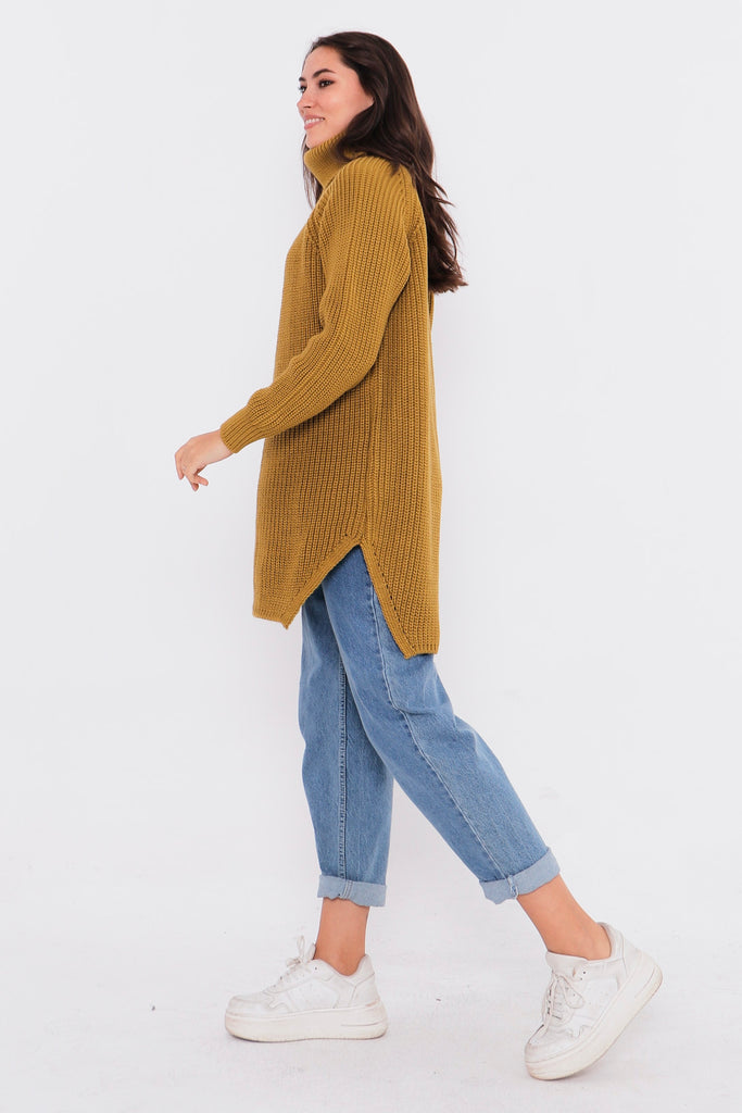 Grobstrick-Pullover mit Rollkragen TAMBA