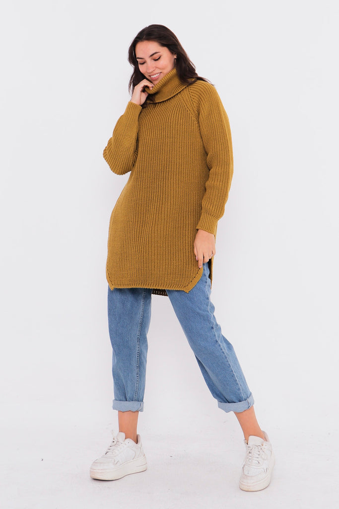 Grobstrick-Pullover mit Rollkragen TAMBA