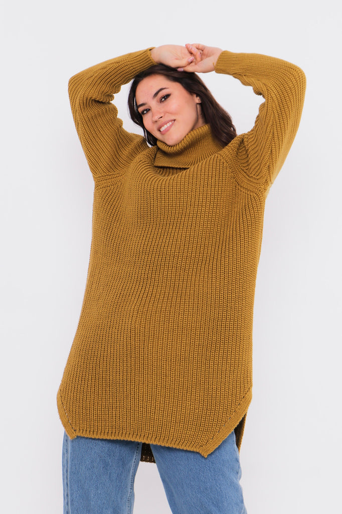 Grobstrick-Pullover mit Rollkragen TAMBA