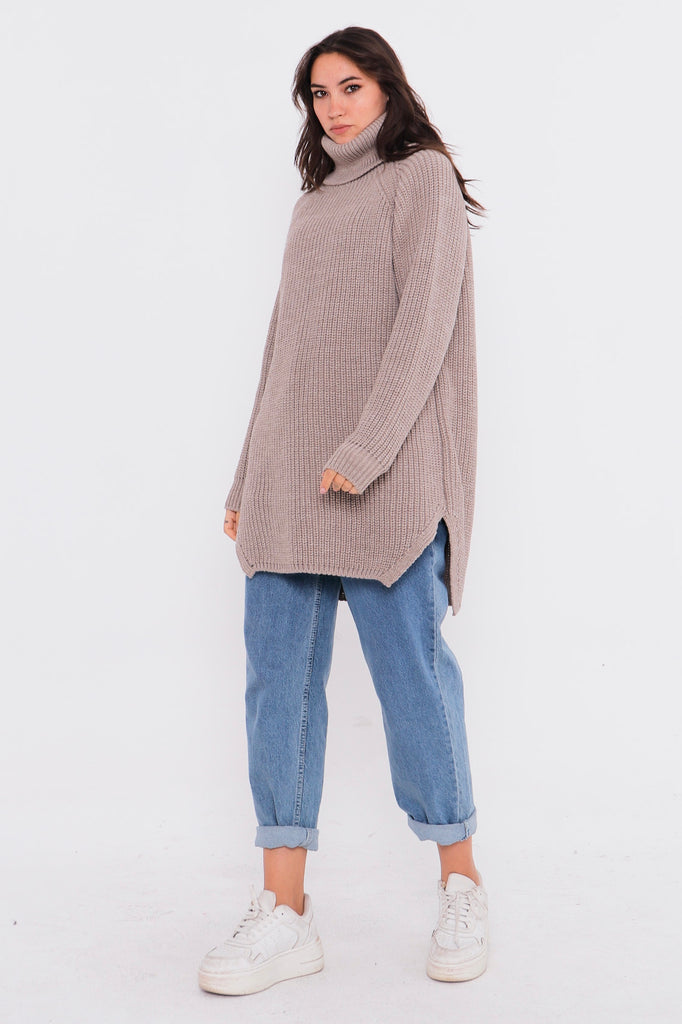Grobstrick-Pullover mit Rollkragen TAMBA