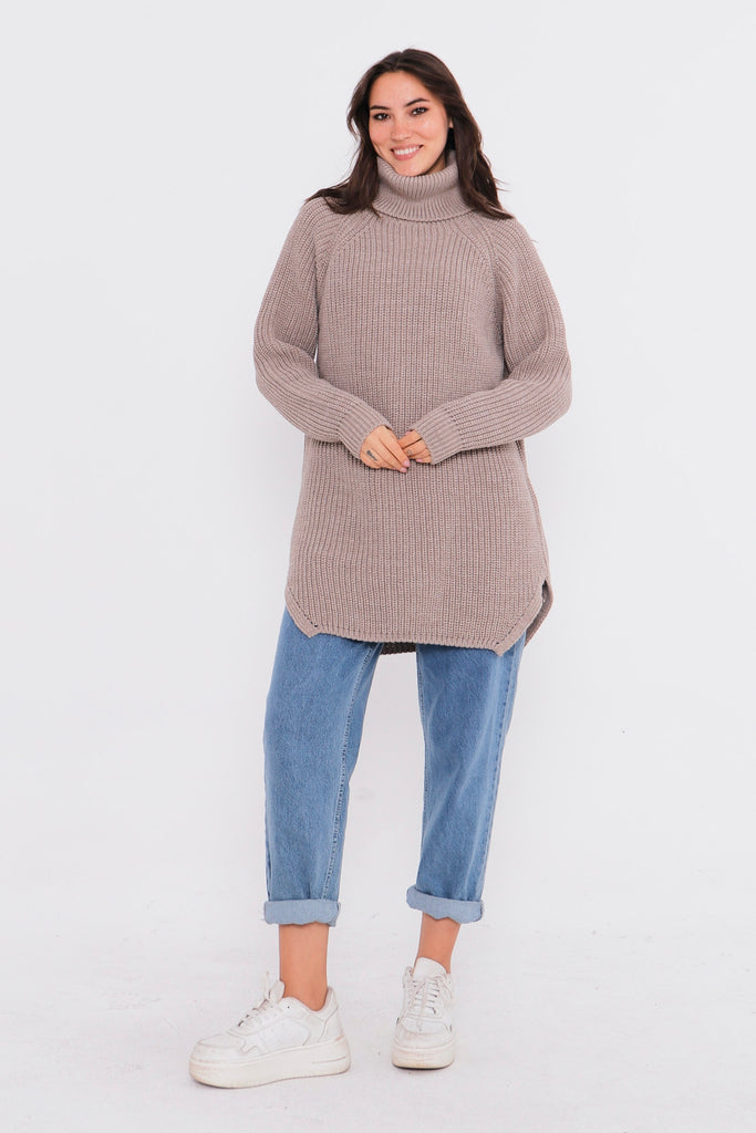 Grobstrick-Pullover mit Rollkragen TAMBA