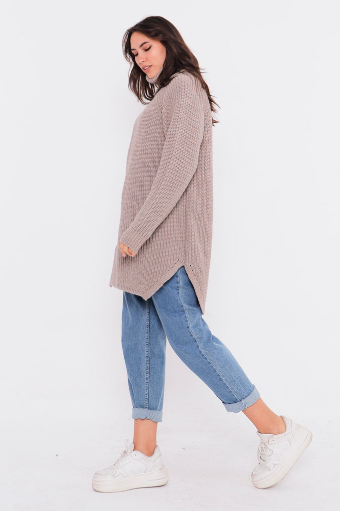 Grobstrick-Pullover mit Rollkragen TAMBA