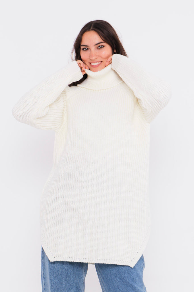 Grobstrick-Pullover mit Rollkragen TAMBA